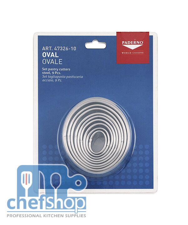 طقم سابليه بيضوي للحلويات 9 قطع ايطالي Paderno   Paderno World Cuisine 47326-10 Dough/Cookie Cutter :