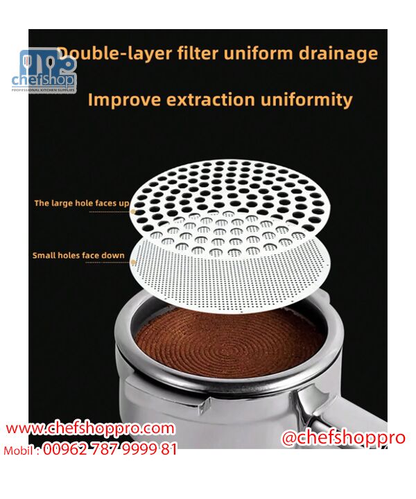 فلتر قهوة اسبريسو شبكة طبقتين 58 Coffee Filter Espresso Secondary Water Separation Network Coffee Sintering Filter Barista Filter