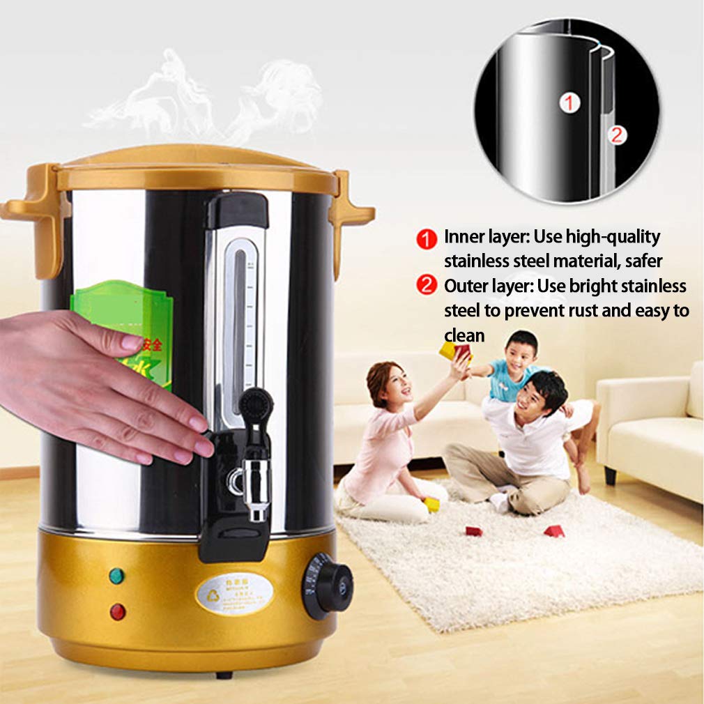 سخان ماء 18 ليتر Commercial Stainless Steel Percolate Coffee Maker Hot Water Urn for Catering,Stainless Steel, Automatic Temperature Control 18 liter